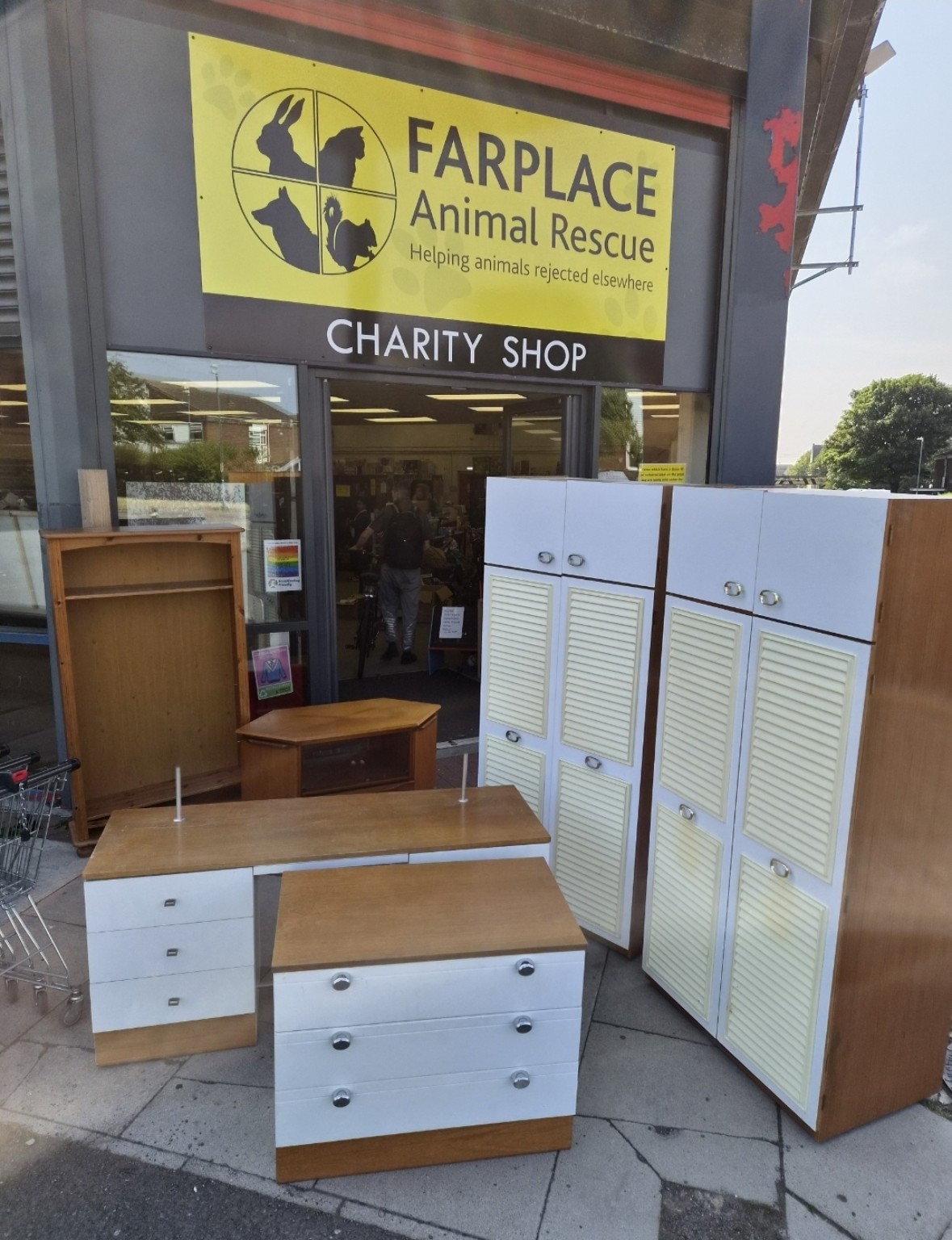 Reusable furniture and appliances at a charity shop